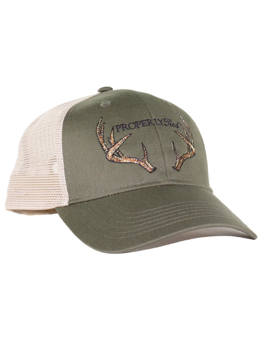 PROPERLY TIED ANTLERS TRUCKER HAT