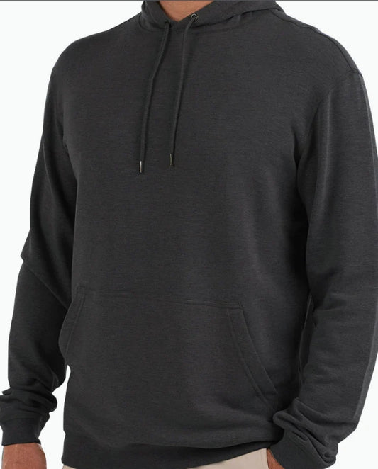 FREE FLY MEN'S HEATHER BLACK BAMBOO FLEECE PULLOVER HOODIE