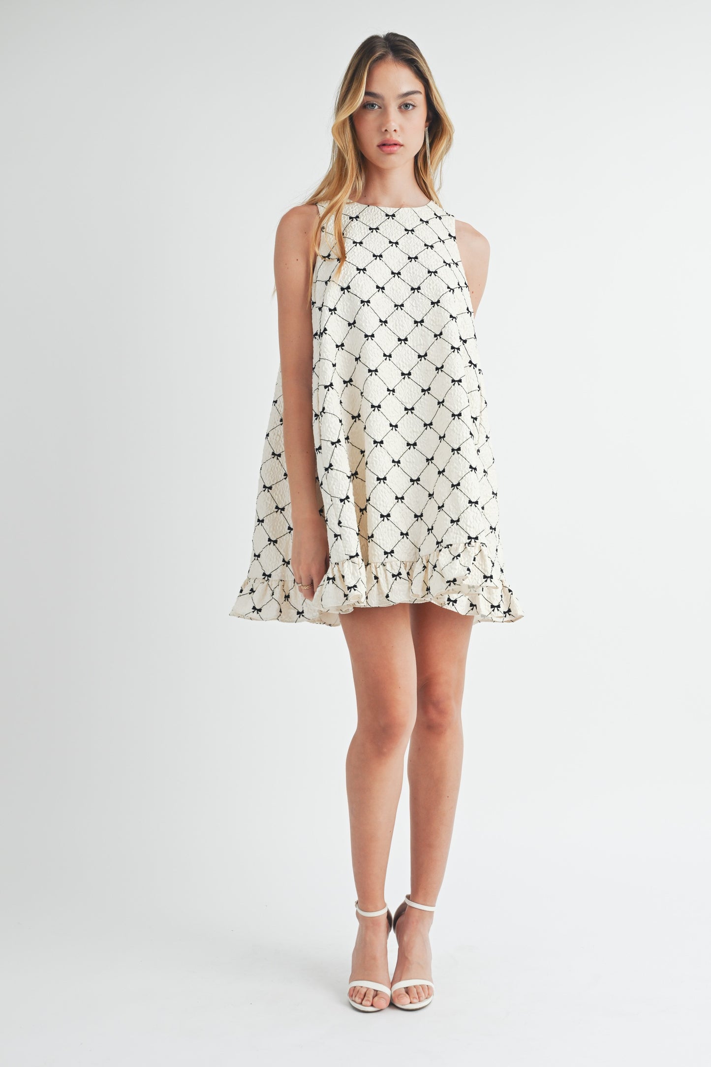 MABLE CREAM BOW MINI DRESS