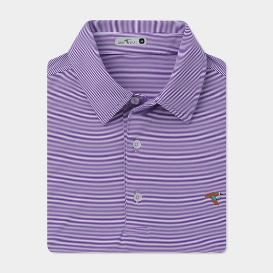 GENTEAL PLUM PINSTRIPE PERFORMANCE POLO