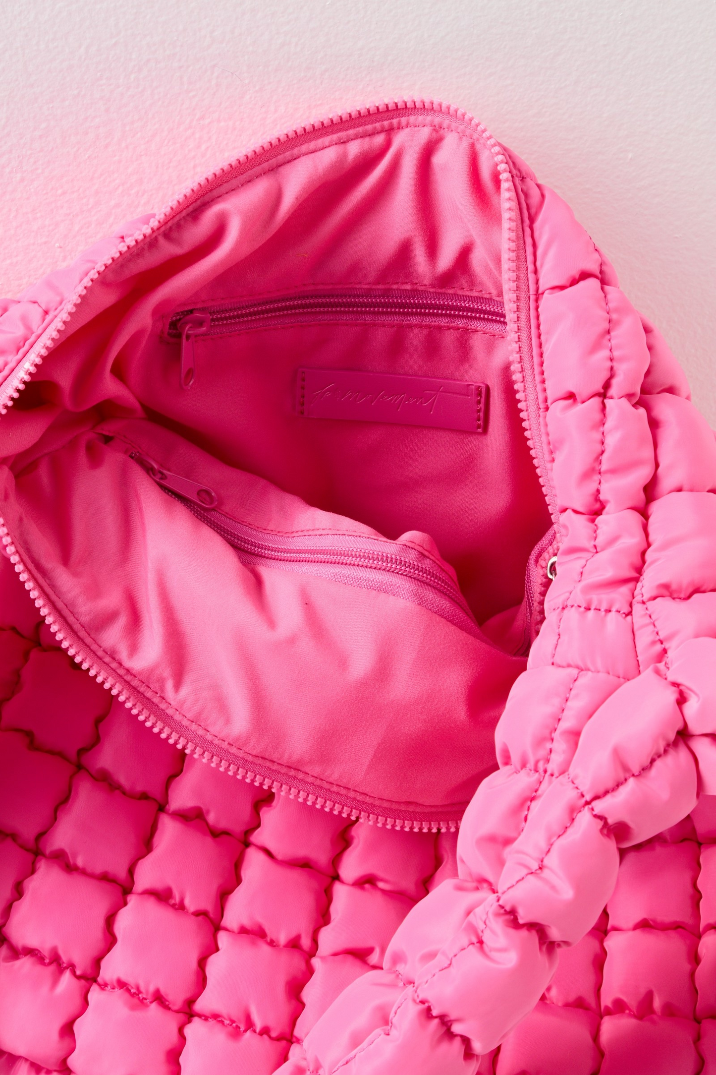 FREE PEOPLE BUBBLEGUM QUILTED CARRYALL BAG