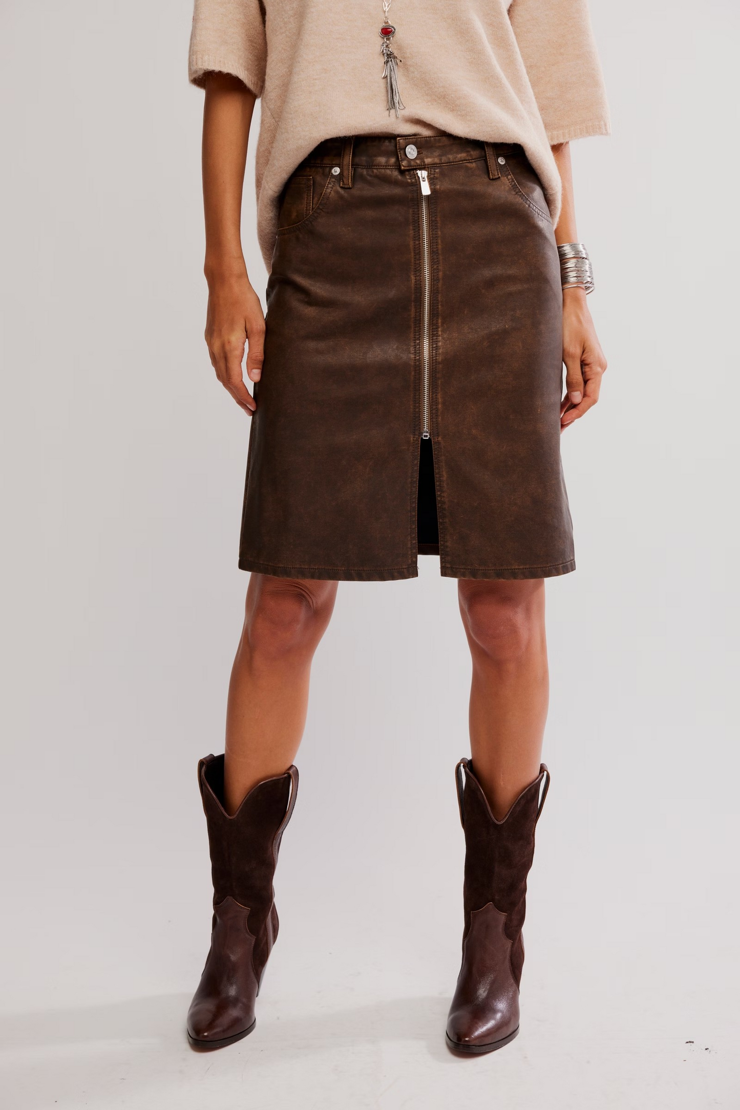 RUSTY SYCAMORE VEGAN MIDI SKIRT