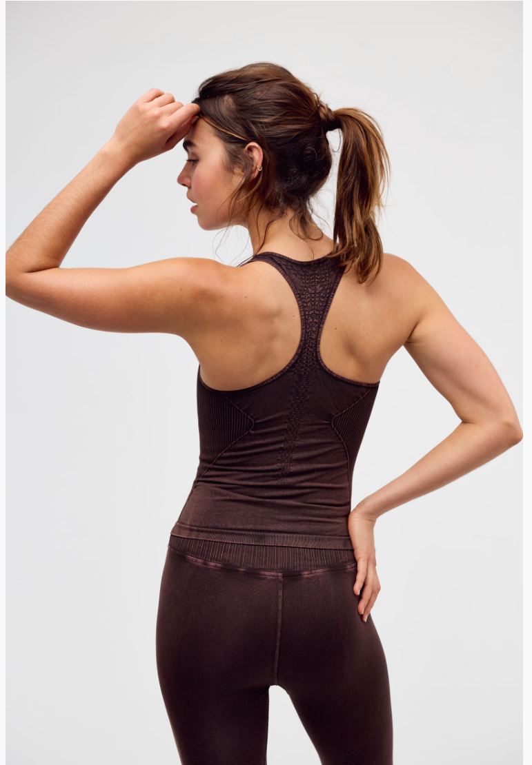 FREE PEOPLE CHOCOLATE GOOD KARMA LONG TANK