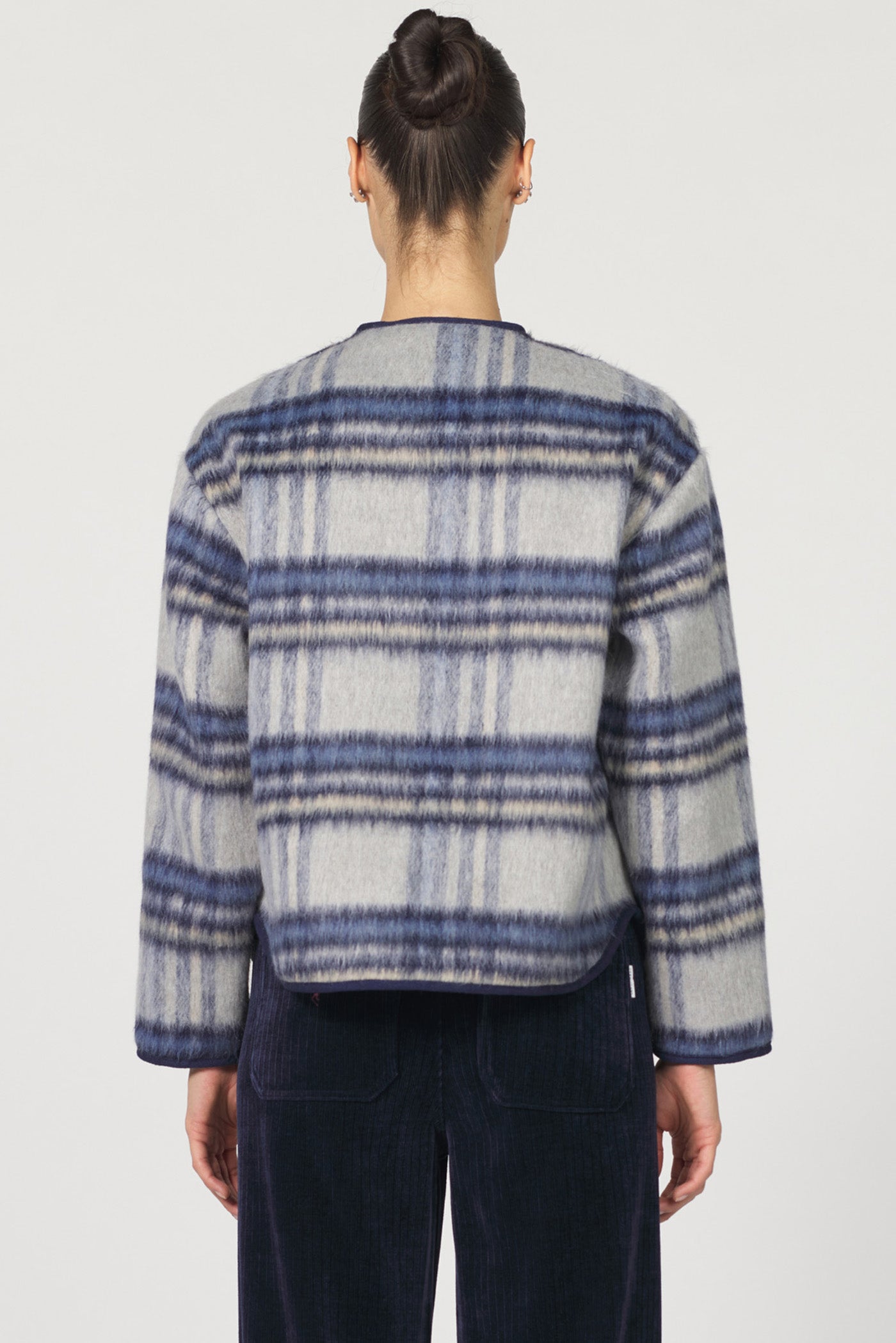 BLUE GREY PLAID JORDYN JACKET