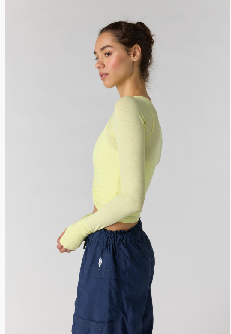 VAPOR LIME TEMPO RUCHED LONG SLEEVE