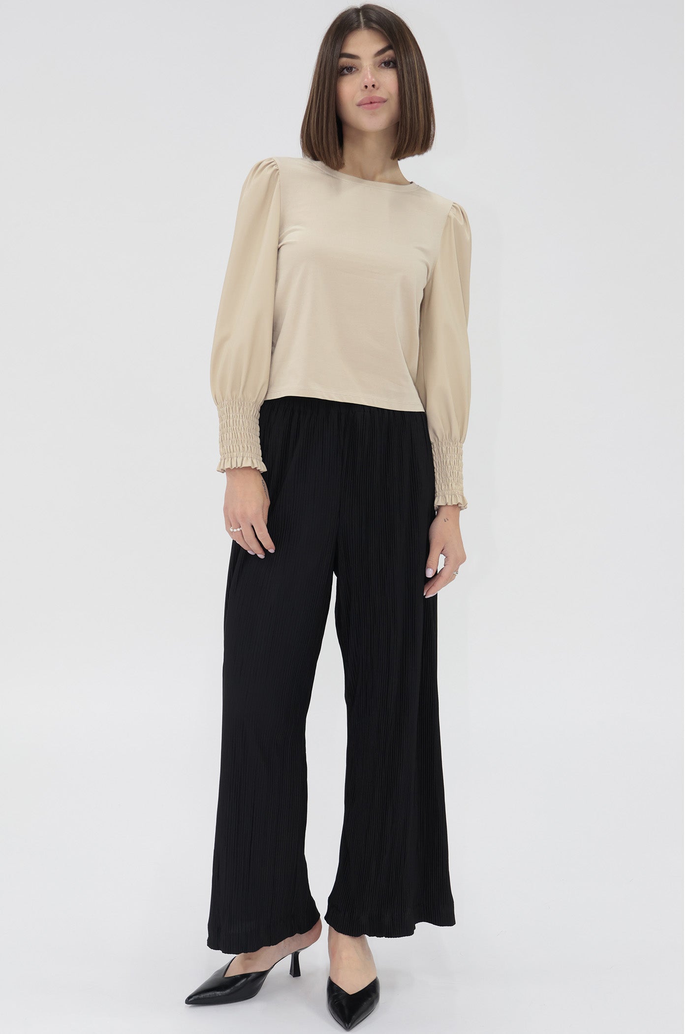 OATMEAL COOKIE GIOVANA VEGAN LEATHER TOP