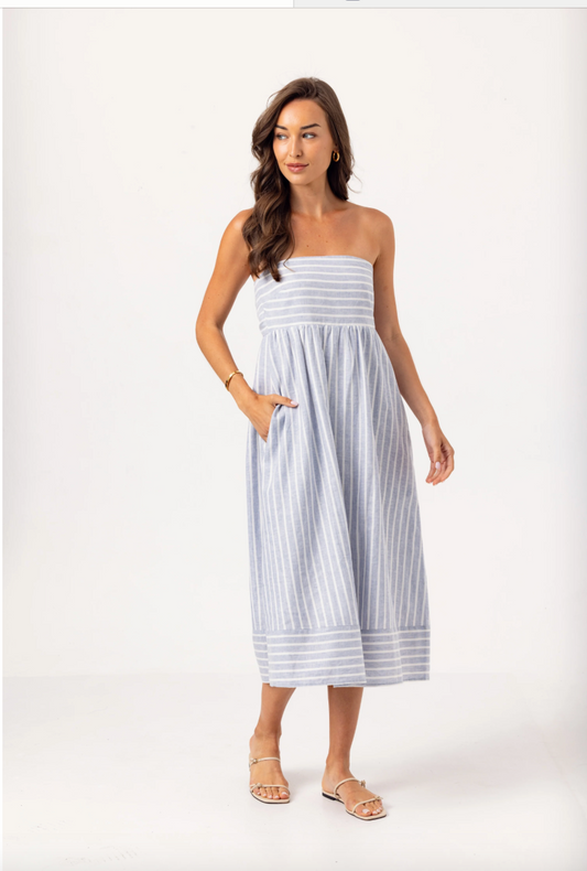 LINEN STRIPE KENNY DRESS
