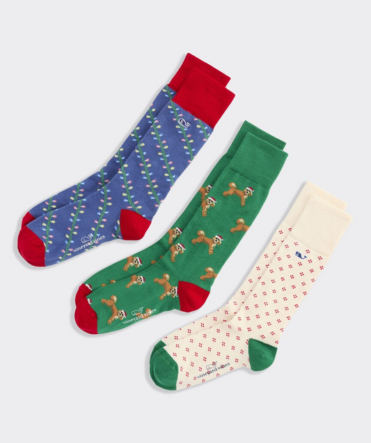 SANTA DOODLE 3-PACK SOCKS