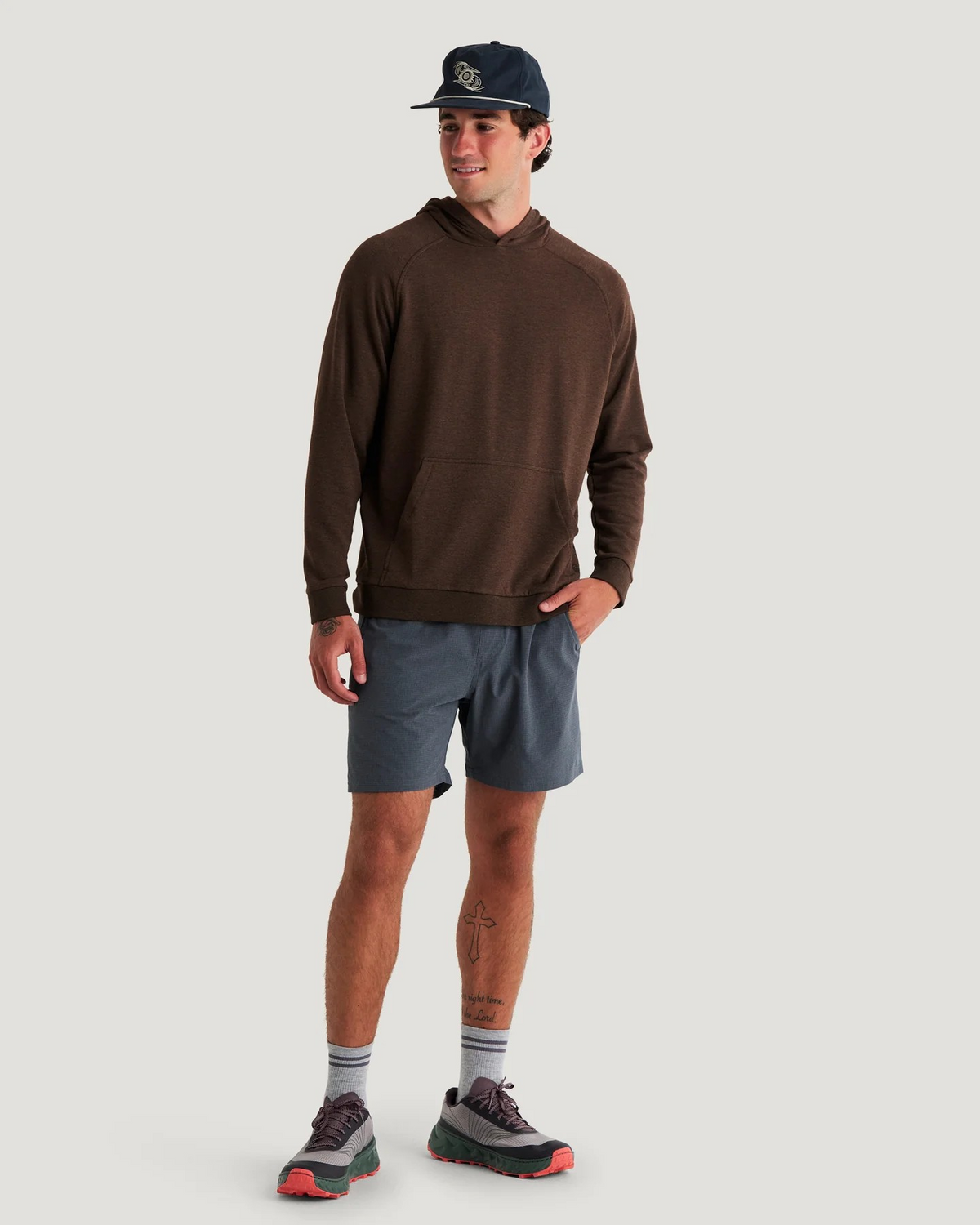 HEATHER DARK BROWN BAMBOO LIGHTWEIGHT FLEECE HOODIE