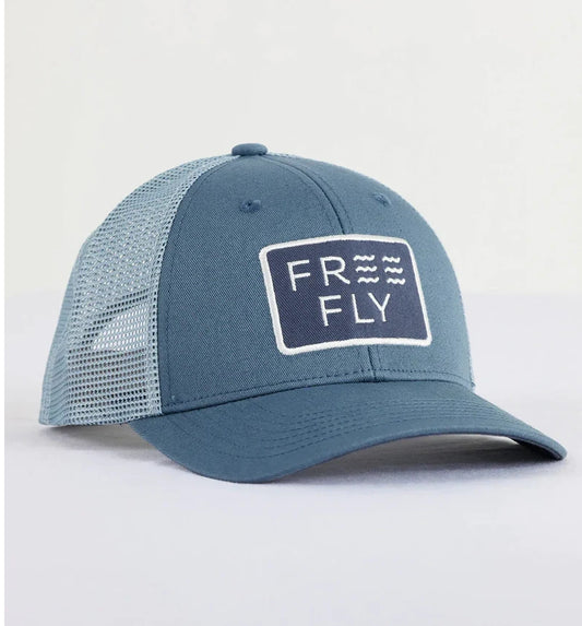 FREE FLY SLATE BLUE WAVE TRUCKER HAT