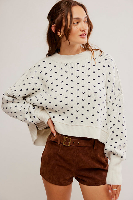 FREE PEOPLE WHITE NAVY COMBO PATTERN EASY STREET CROP