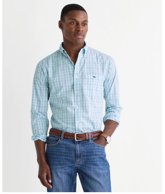 MANGROVE MINT LORELEI PLAID POPLIN SHIRT
