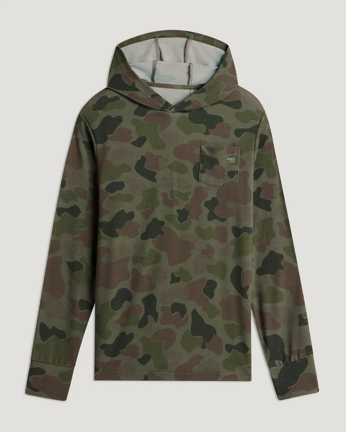 FREE FLY YOUTH VINTAGE CAMO OIL GREEN BAMBOO SHADE HOODIE