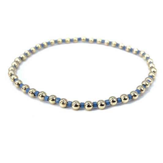 ERIN GRAY 3MM COLOR CRUSH NEWPORT STORMY BLUE+GOLD WATERPROOF BRACELET