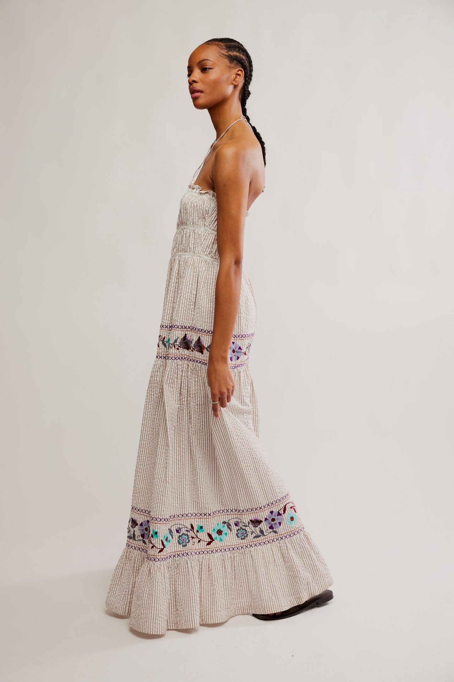 FREE PEOPLE IVORY STRIPE KALANI MIDI
