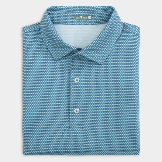 GENTEAL BLUE 3D CUBES PRINTED POLO