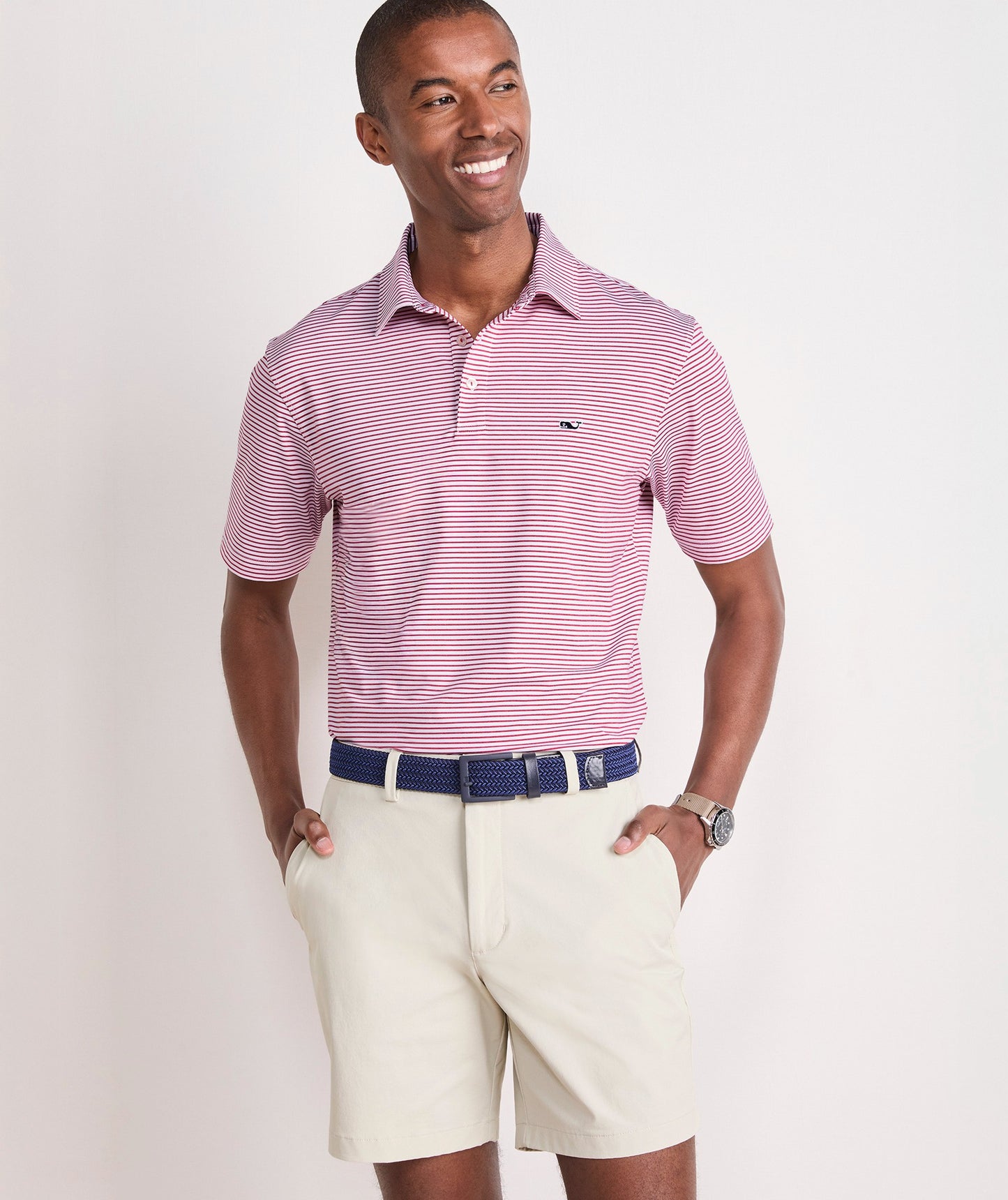LIGHTHOUSE RED BRADLEY STRIPE SANKATY POLO