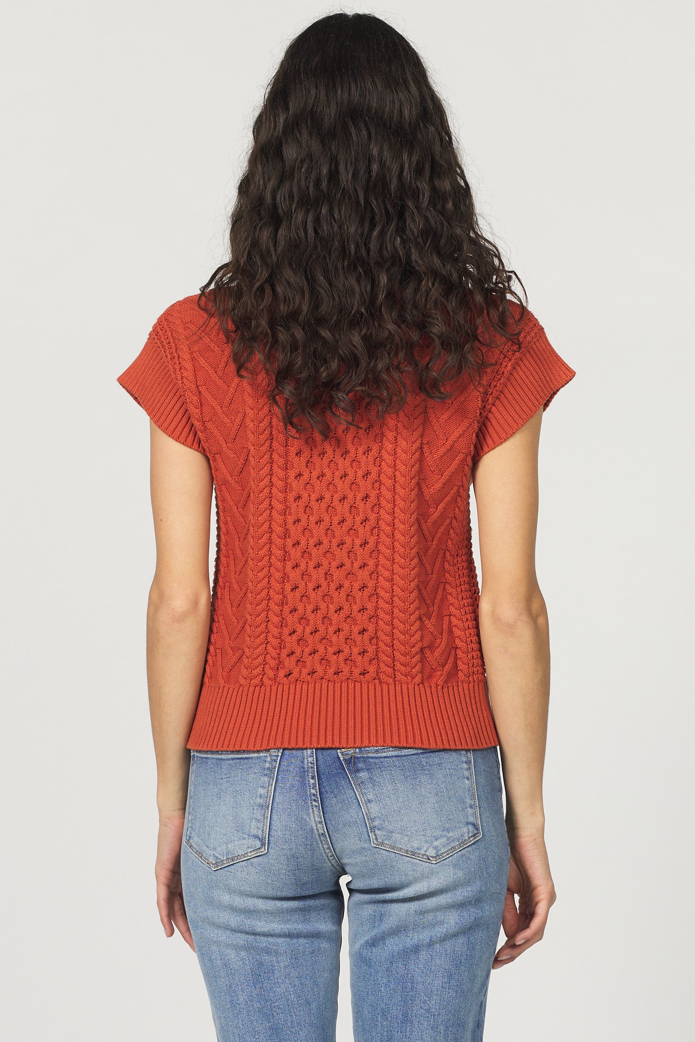 ORANGE MAPLE SCOUT CABLE KNIT TOP