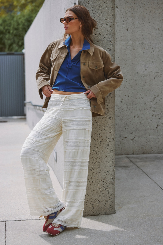FREE PEOPLE WHITE AIDEN LACE PANTS