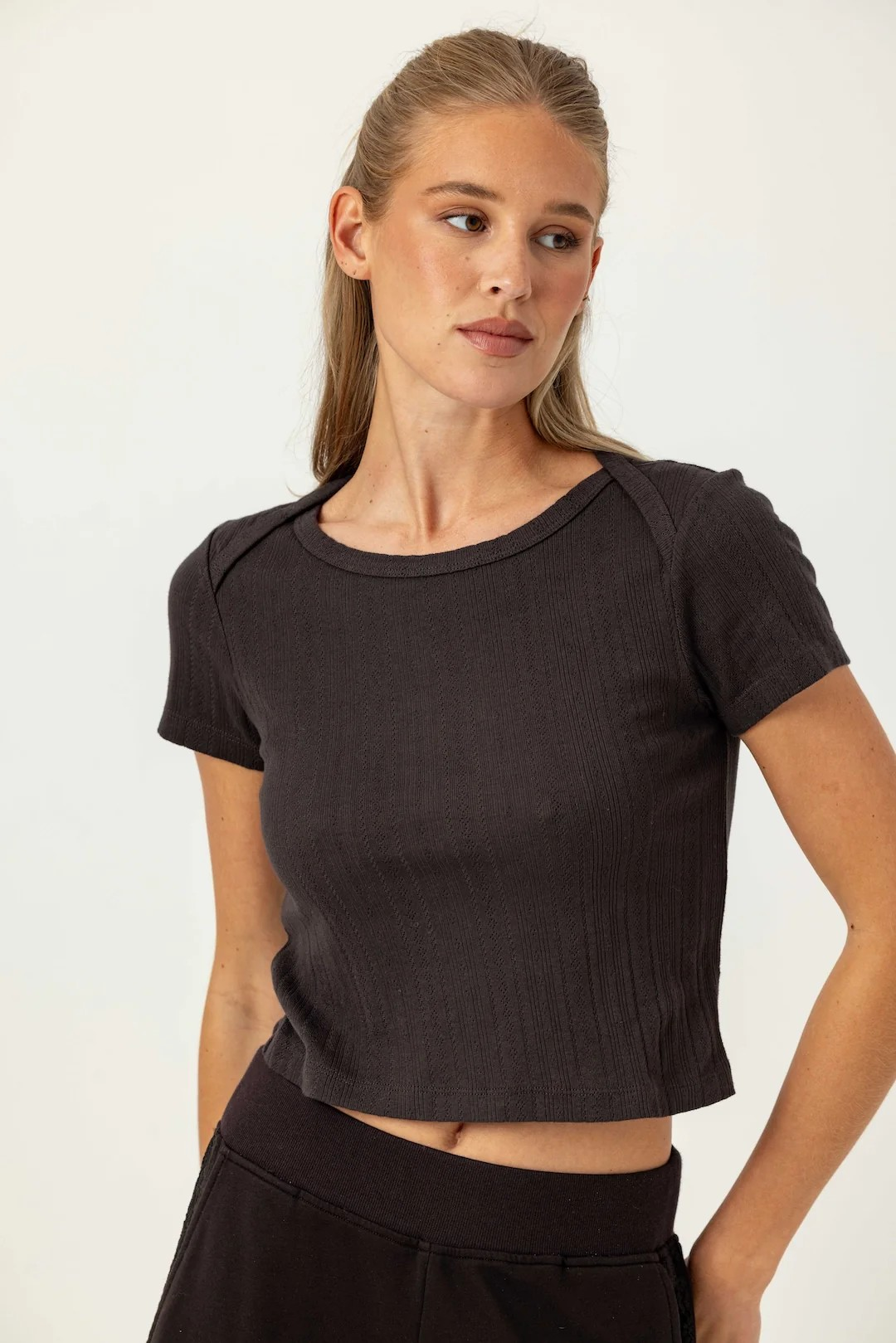 ESPRESSO POINTELLE BABY BROTHER TEE