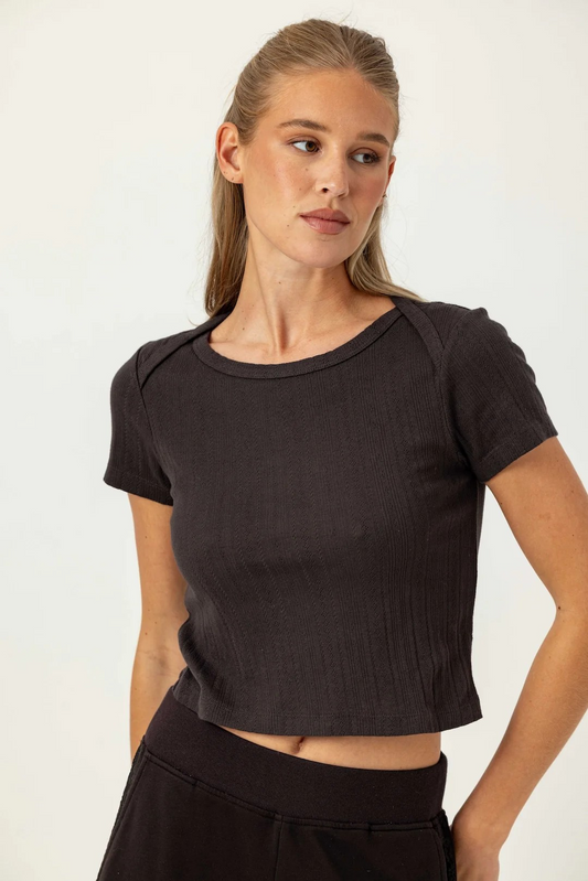 ESPRESSO POINTELLE BABY BROTHER TEE