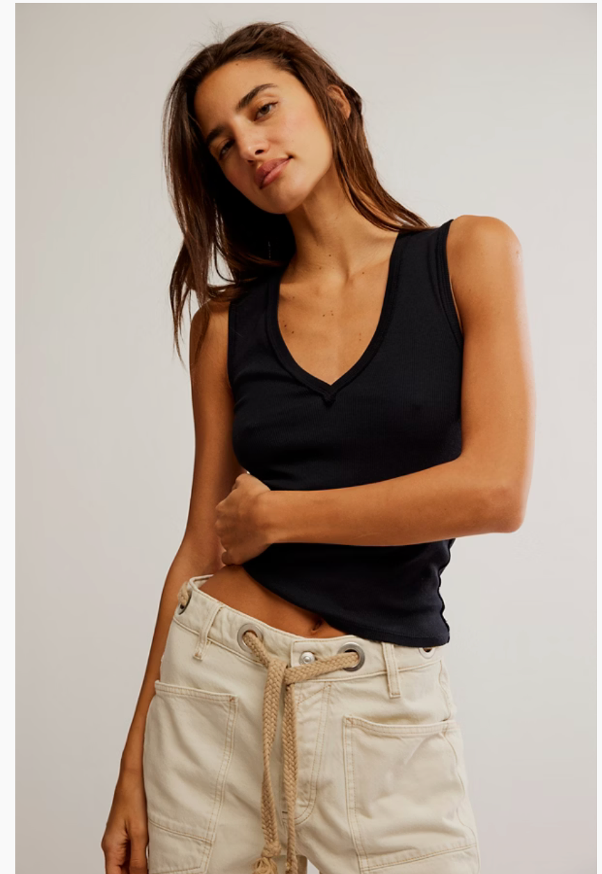 FREE PEOPLE BLACK NERIA TANK
