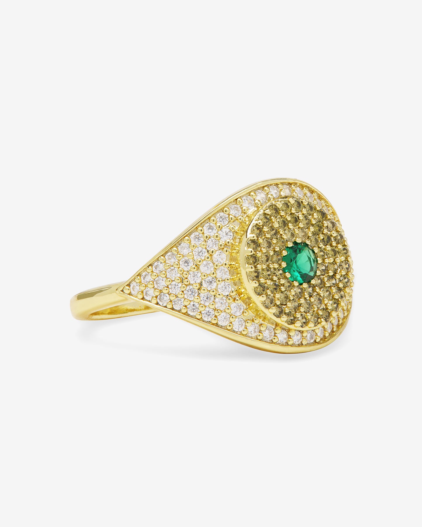 GREEN/GOLD EVIL EYE RING