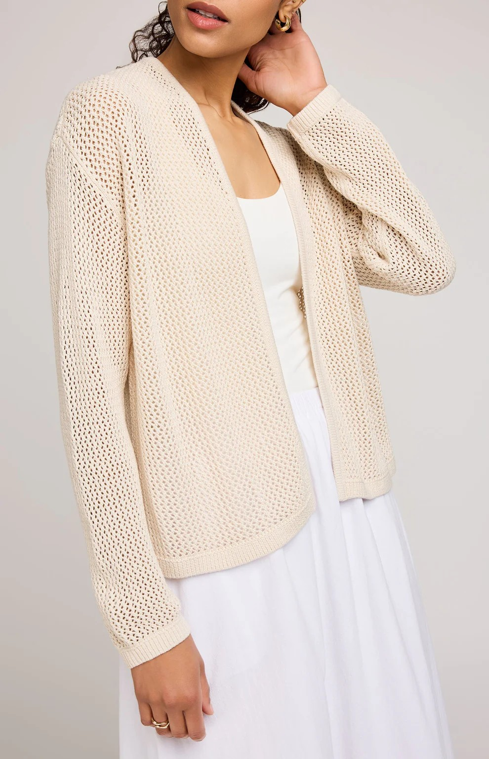 GENTLE FAWN LINEN TOLEDO OPEN KNIT SWEATER