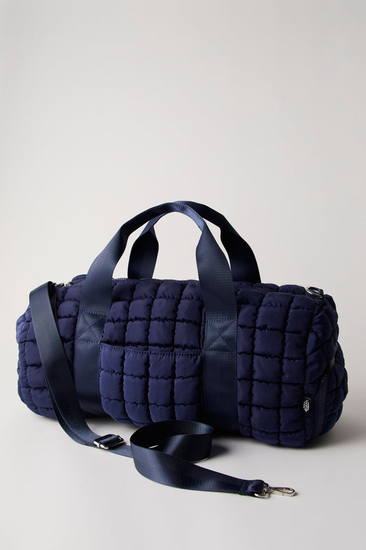 FREE PEOPLE NAVY BABY QUILTED DUFFLE