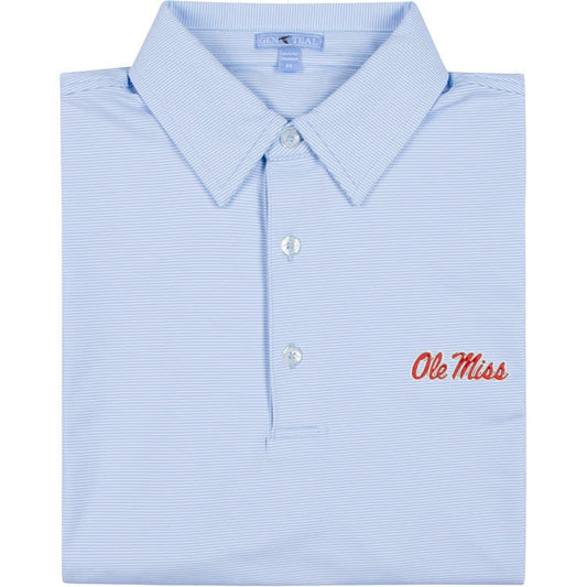 GENTEAL OLE MISS HERITAGE BLUE DRIVER STRIPE PERFORMANCE POLO