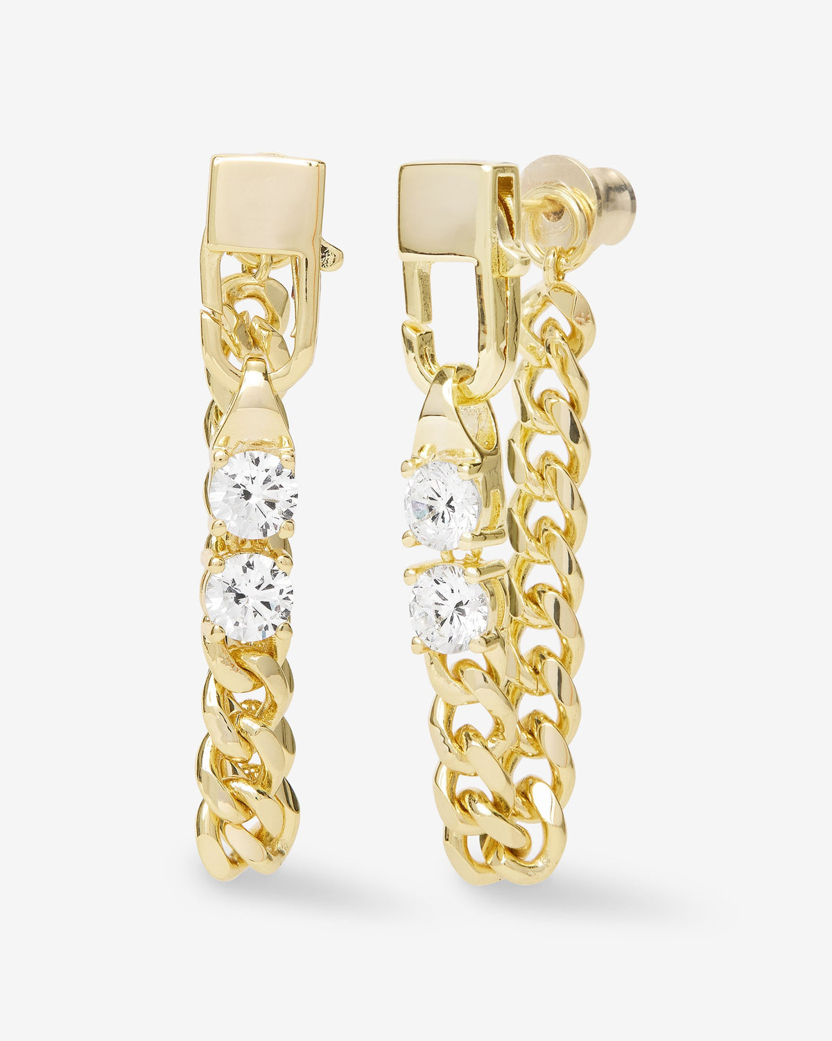 JULIAN LOVES DIAMONDS SOFT CHAIN HOOPS- GOLD/WHITE