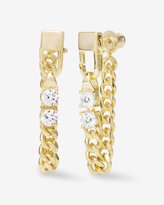 JULIAN LOVES DIAMONDS SOFT CHAIN HOOPS- GOLD/WHITE