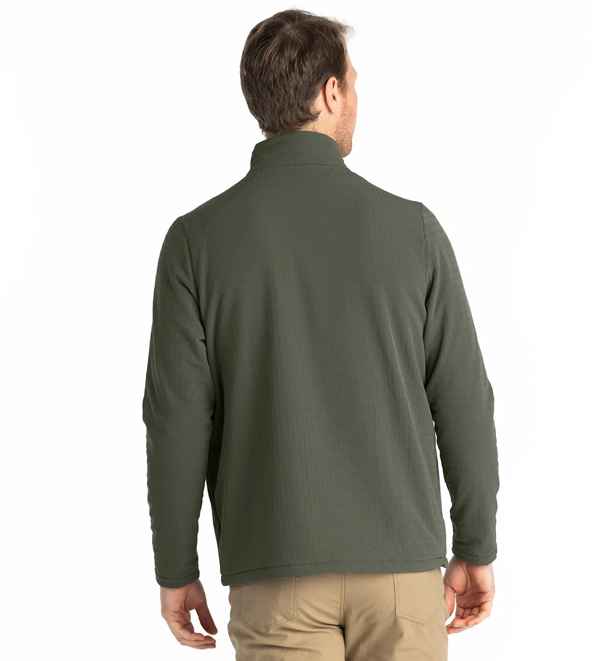 FREE FLY MEN'S DARK OLIVE GRIDBACK FLEECE PULLOVER