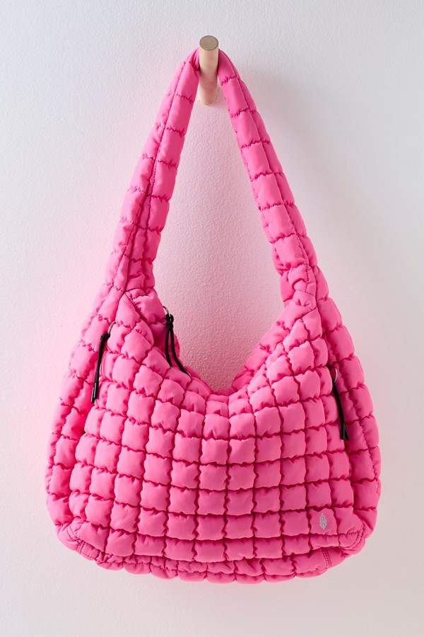 FREE PEOPLE BUBBLEGUM QUILTED CARRYALL BAG
