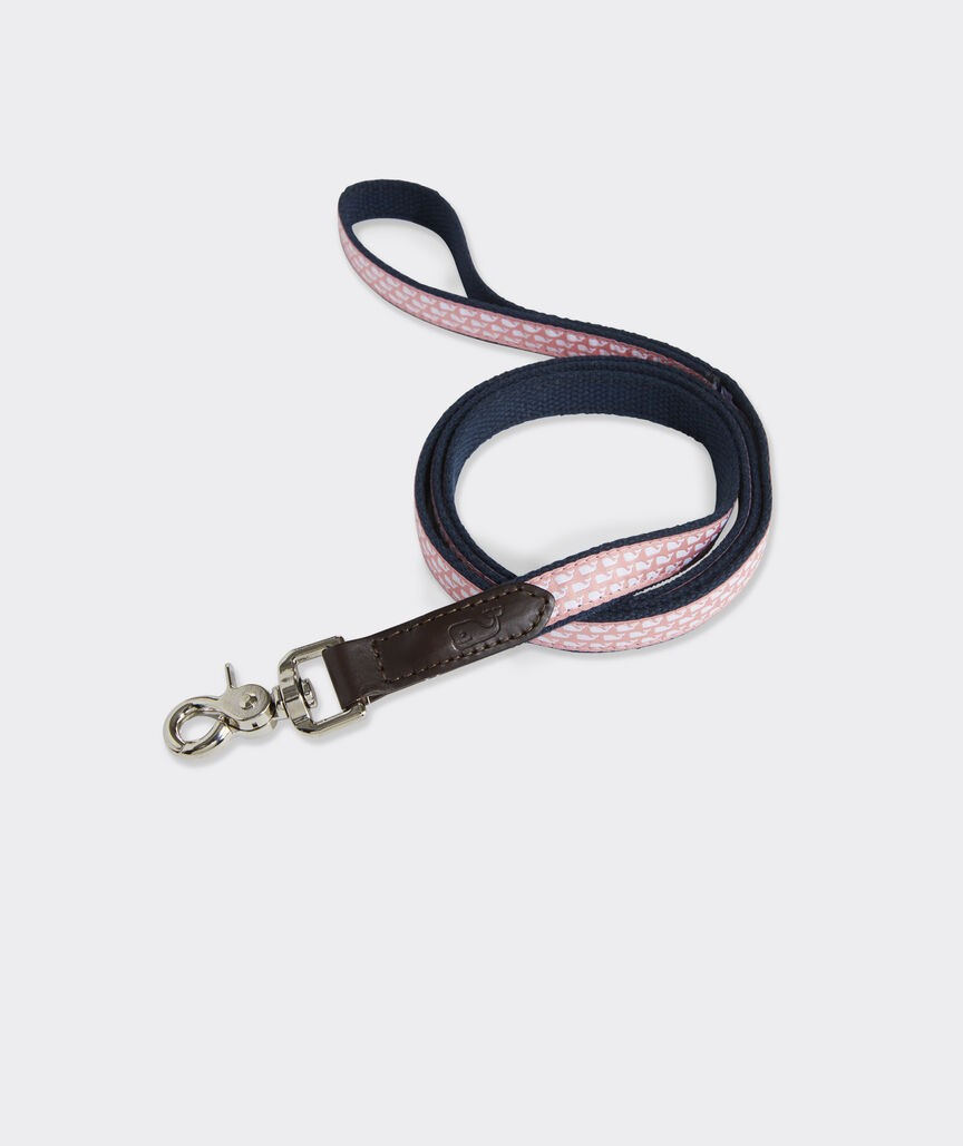 WHALE LEATHER CANVAS DOG LEASH
