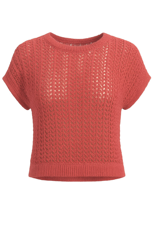 PEACHY CORAL TASHA SWEATER TOP