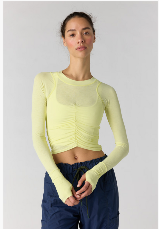 VAPOR LIME TEMPO RUCHED LONG SLEEVE