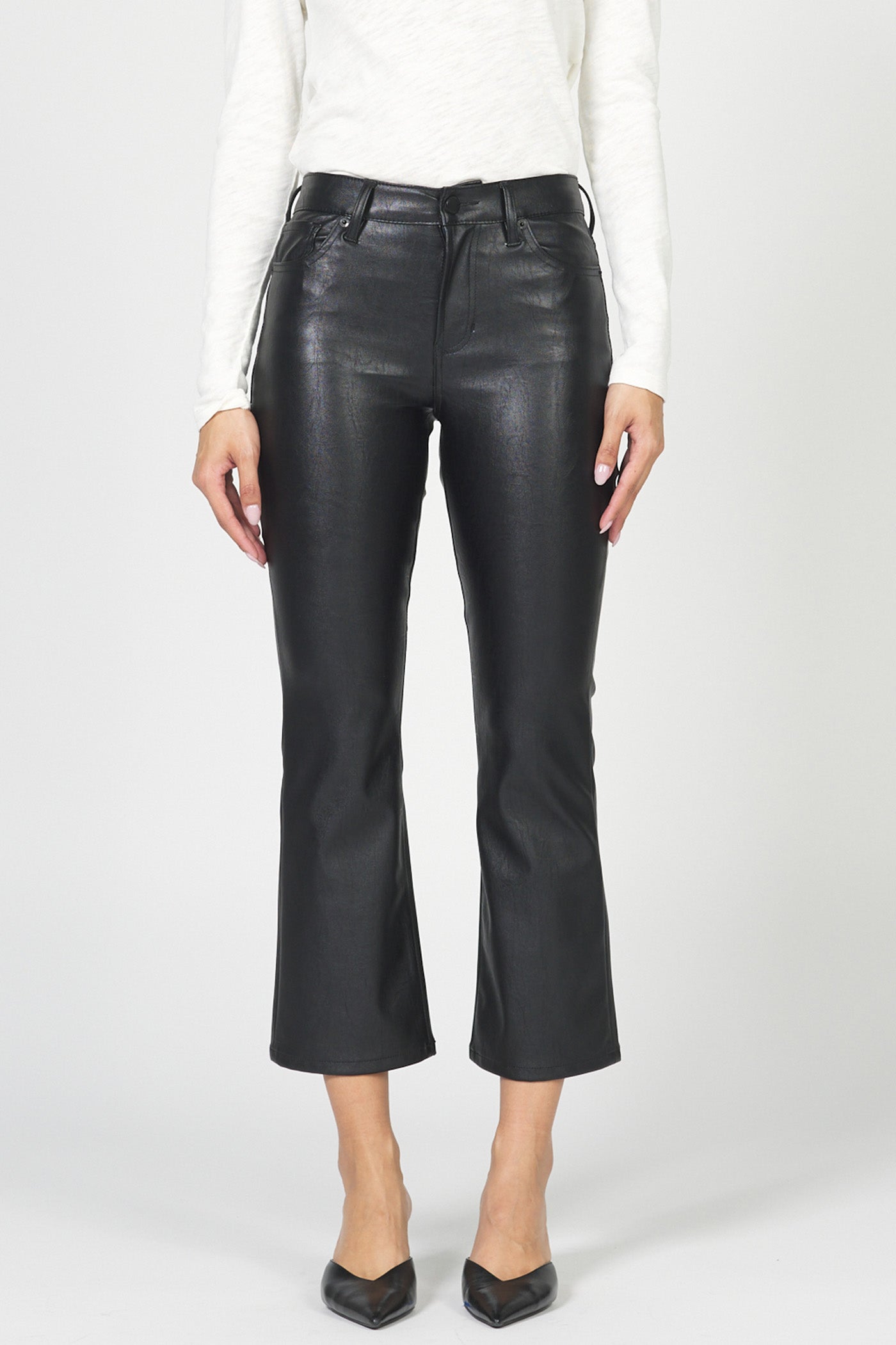 JEANNE FLARE VEGAN LEATHER PANT