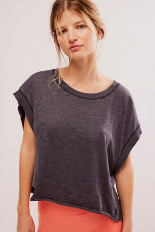 FREE PEOPLE BLACK MY TIME TEE