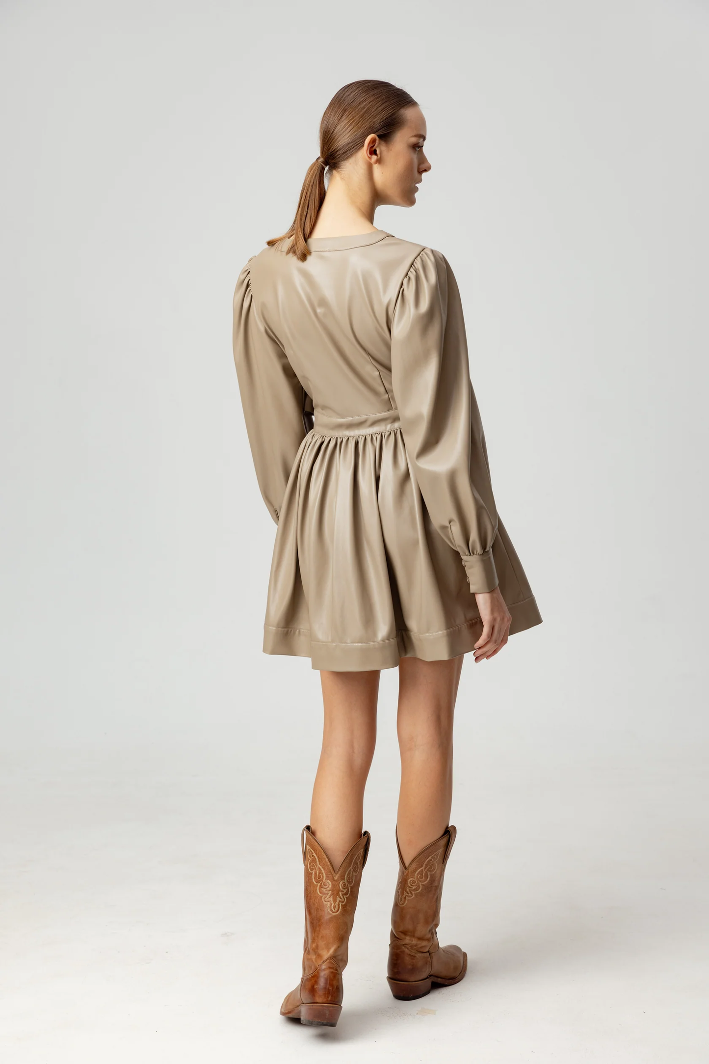 SUNDAYS MUSHROOM VEGAN LEATHER FLORA DRESS