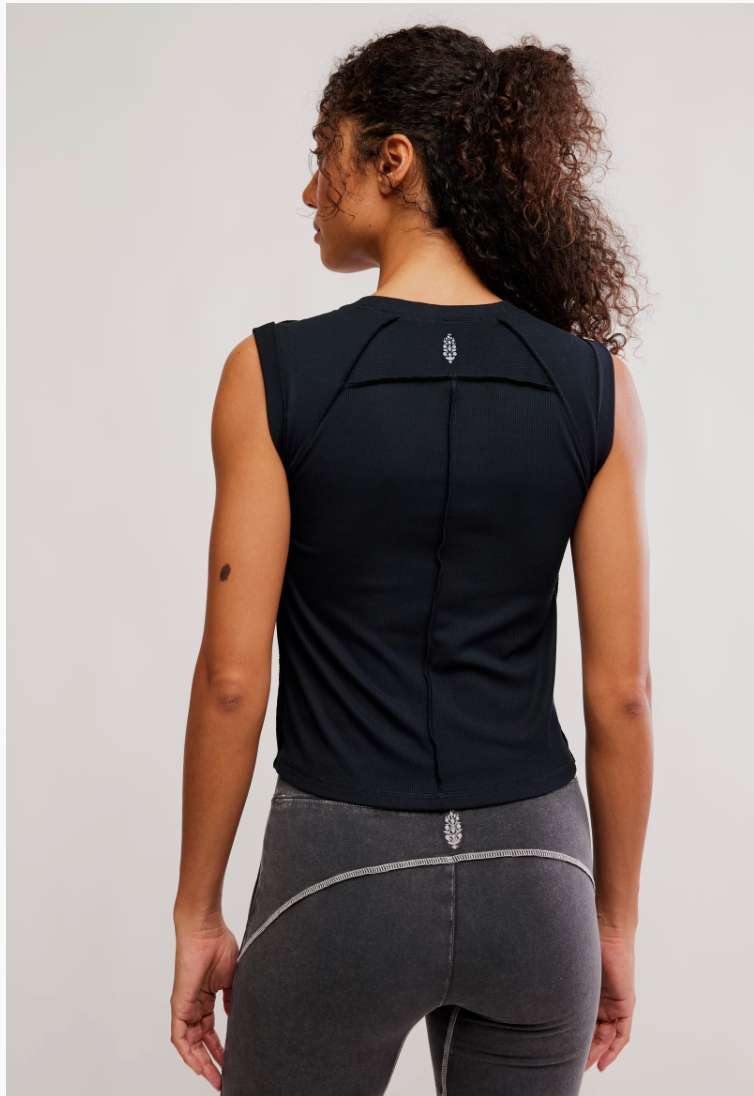 FREE PEOPLE BLACK LOVE MY TWIST MUSCLE TANK
