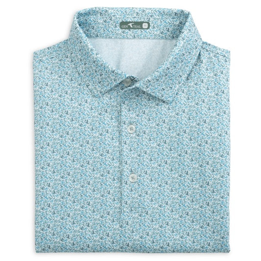 GENTEAL GREEN DUCK CAMO PRINTED PERFORMANCE POLO