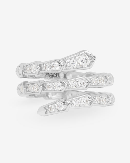 SILVER PAVE SERPENT RING
