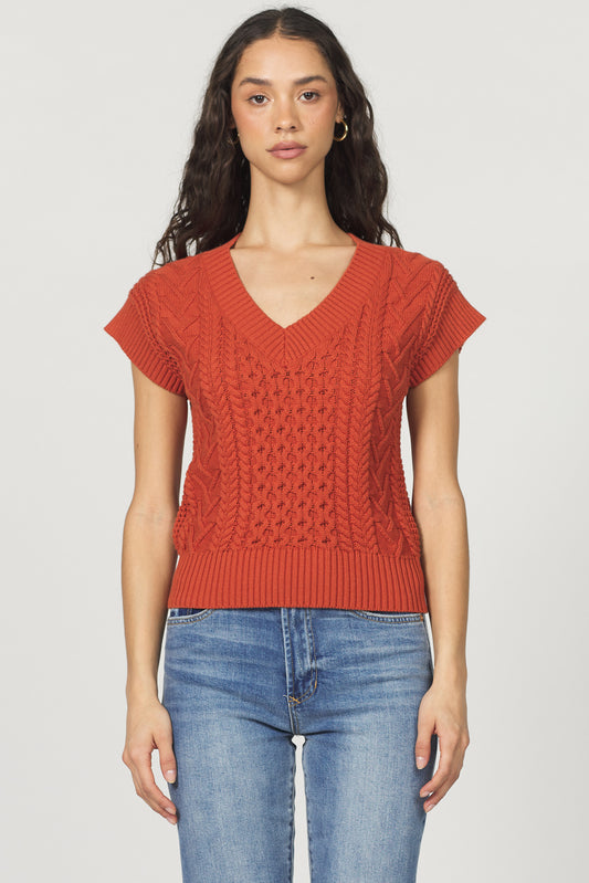 ORANGE MAPLE SCOUT CABLE KNIT TOP