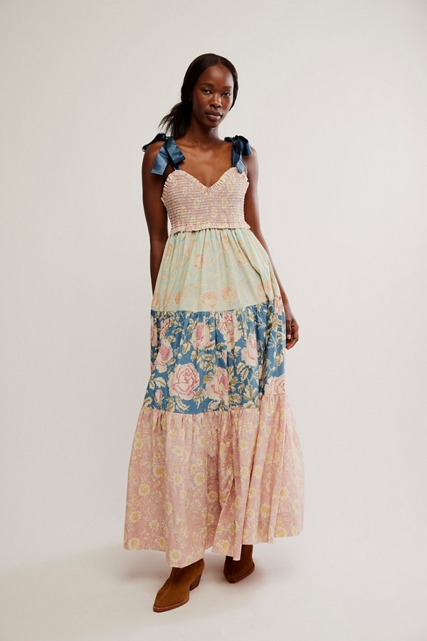 FREE PEOPLE ANTIQUE COMBO BLUEBELL MAXI