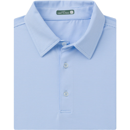 HERITAGE BLUE YOUTH PINSTRIPE PERFORMANCE POLO