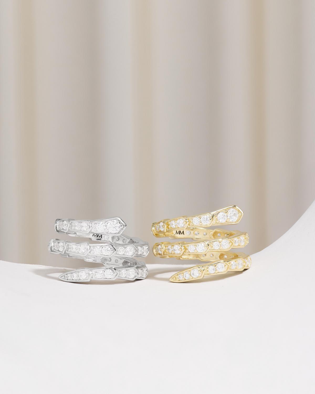 SILVER PAVE SERPENT RING