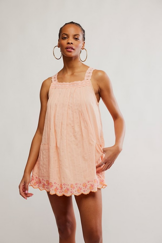 FREE PEOPLE SPRING MELON LATECIA EMBROIDERED MINI