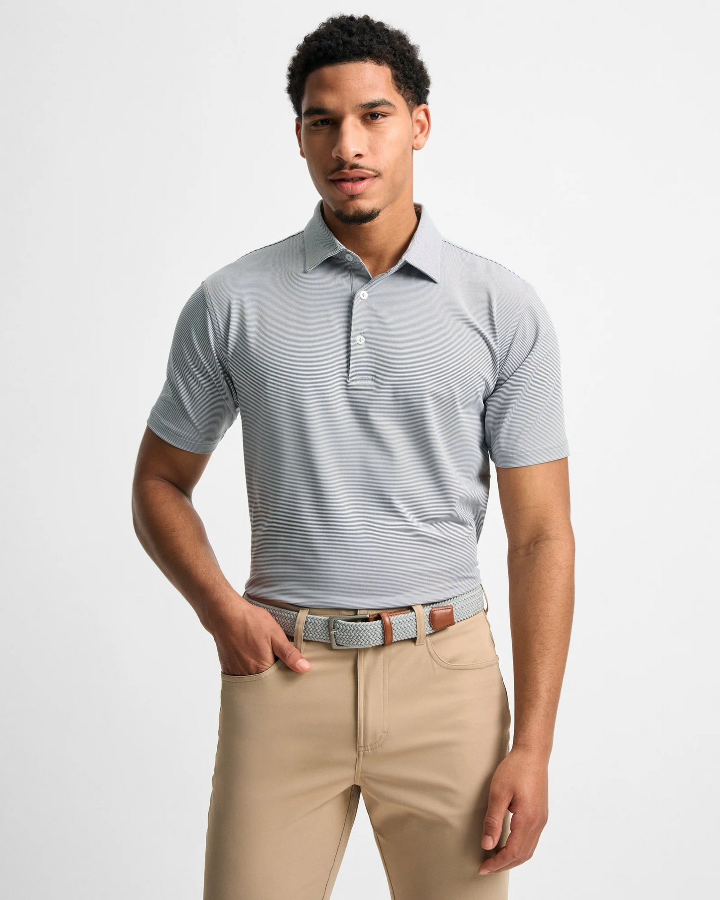 CHARCOAL PINSTRIPE PERFORMANCE POLO