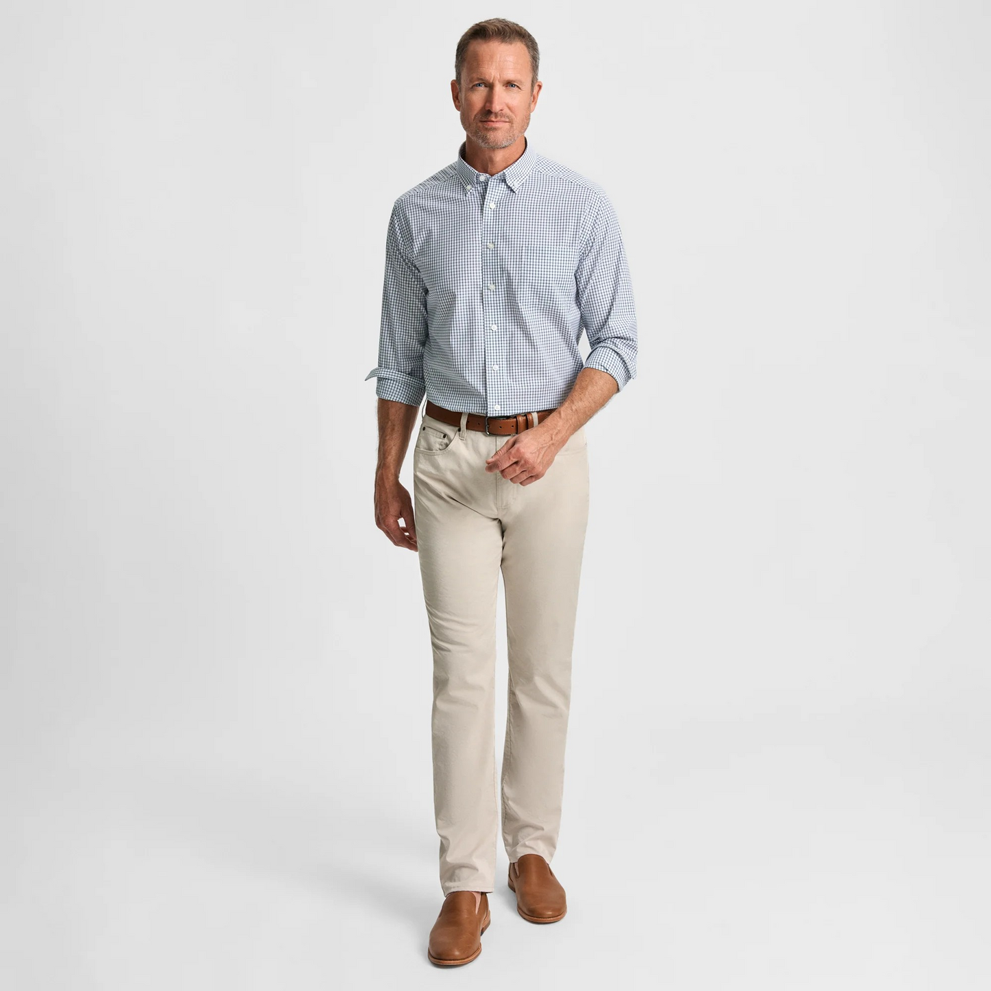 NAVY TATTERSALL COTTON SPORT SHIRT